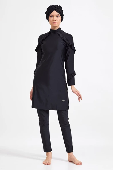 Adasea Kadın Likralı Fırfırlı Tasarım Tam Kapalı Tesettür Mayo 4104 - 2