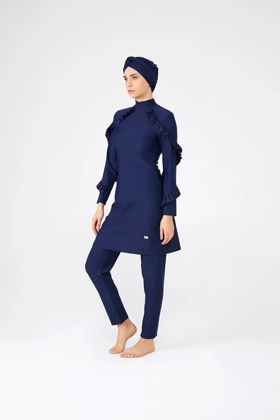 Adasea Kadın Likralı Fırfırlı Tasarım Tam Kapalı Tesettür Mayo 4104 - 10