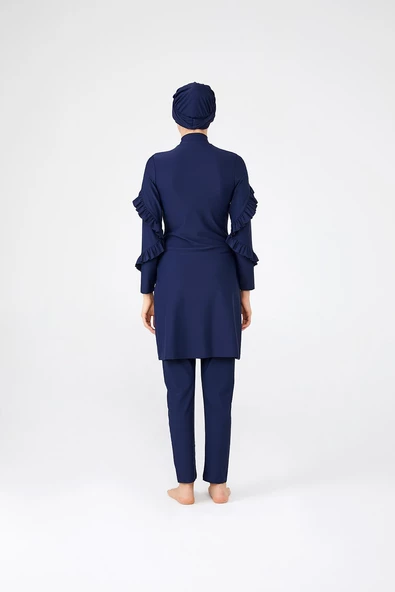 Adasea Kadın Likralı Fırfırlı Tasarım Tam Kapalı Tesettür Mayo 4104 - 12