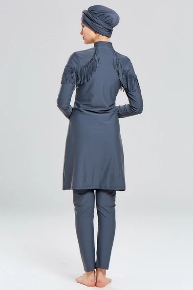 Adasea Kadın Likralı Püskül Tasarım Tam Kapalı Tesettür Mayo 4105 - 6