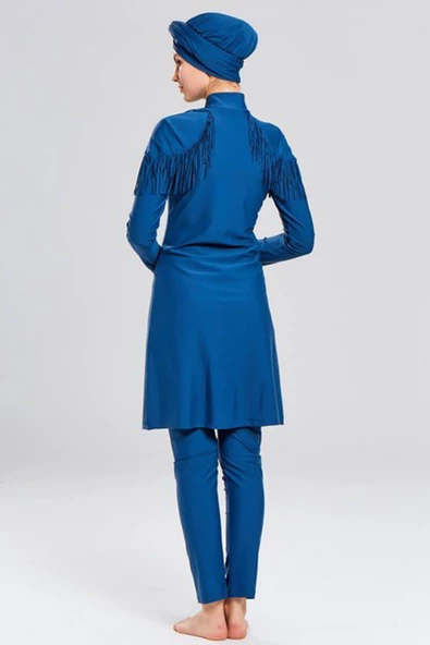 Adasea Kadın Likralı Püskül Tasarım Tam Kapalı Tesettür Mayo 4105 - 9