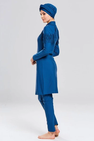 Adasea Kadın Likralı Püskül Tasarım Tam Kapalı Tesettür Mayo 4105 - 8