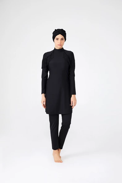 Adasea Kadın Likralı Püskül Tasarım Tam Kapalı Tesettür Mayo 4105 - 2