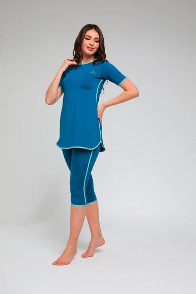 Chelly Kadın Yarım Kol Yarı Kapalı Tesettür Mayo S9270 - 4