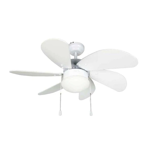 Vanti KCF281 60W 30 inç Ahşap Beyaz 6 Kanatlı Lambalı Avizeli İpli Tavan Vantilatörü - 2