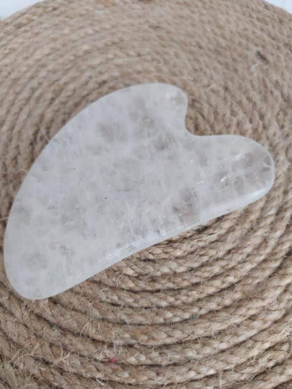 Doğaltaş Kristal Kuvars Yüz Masaj Taşı Gua Sha Kalp Kesim - Resim 2
