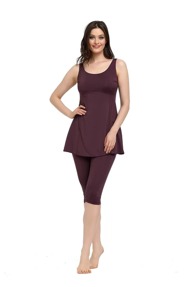 Chelly Kadın Battal Düz Taytlı Elbise Mayo S9007 - 3