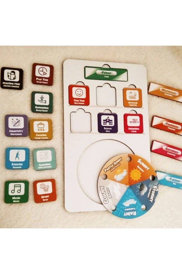 Moon Beavers Günlük Planım Eğitici Öğretici Geliştirici Ahşap Sağlıklı Oyuncak - 4