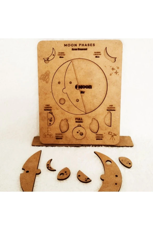 Moon Beavers Ayın Evreleri Eğitici Öğretici Geliştirici Boyanabilir Ahşap Sağlıklı Oyuncak 16x20 Cm - 3