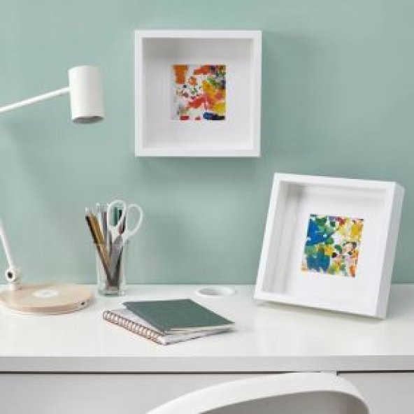 Beyaz Renk Çerçeve MeridyenDukkan Ev Dekorasyon 25x25 cm 1 Adet ,Camsız,Beyaz Kare - 3