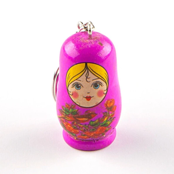 Ahşap Matruşka Bebek Anahtarlık Mor ürün görseli