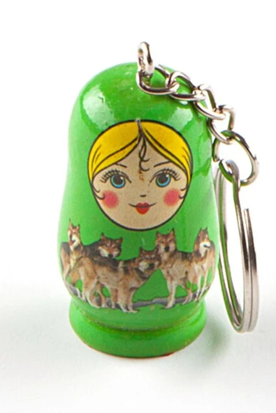 Ahşap Matruşka Bebek Anahtarlık Yeşil - Resim 2