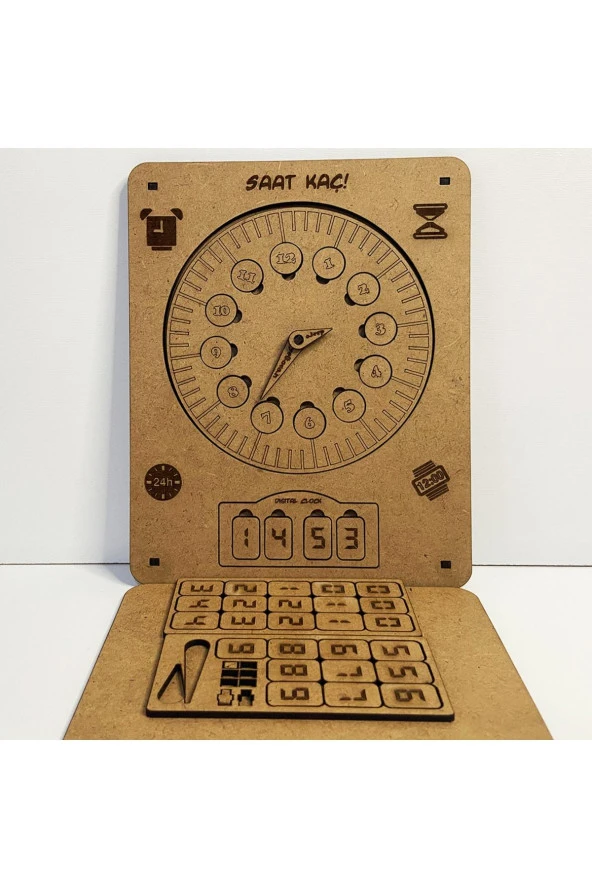 Moon Beavers Saat Kaç? Eğitici Öğretici Geliştirici Boyanabilir Ahşap Sağlıklı Oyuncak 20x20 Cm - 3