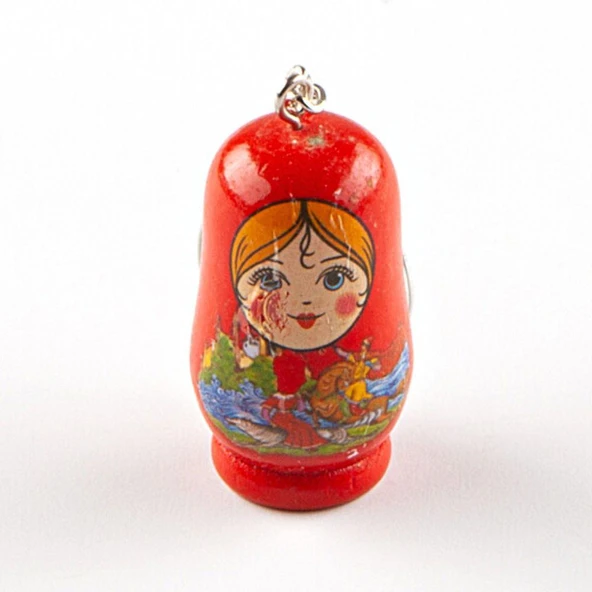 Ahşap Matruşka Bebek Anahtarlık Kırmızı ürün görseli