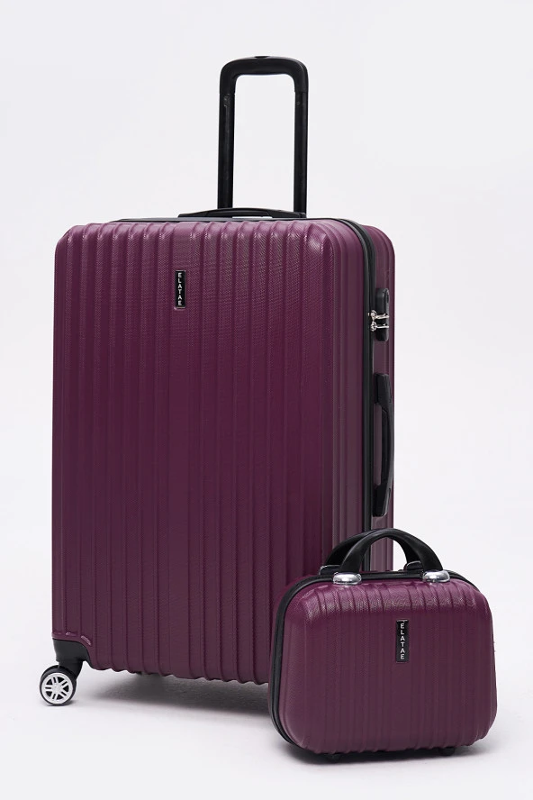 2'li Valiz Seti Elatae Valiz Büyük Boy ve Makyaj Mor 2'li Set ürün görseli