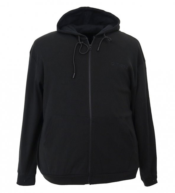 Erkek Büyük Beden Battal Boy Kapşonlu Sweat SİYAH - 2