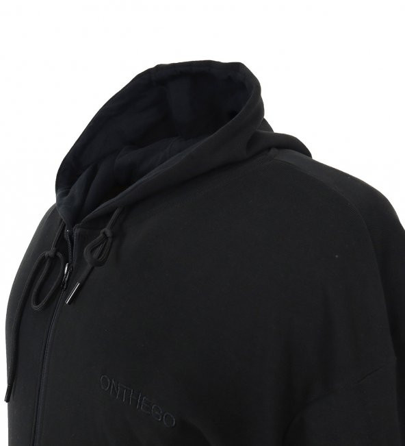 Erkek Büyük Beden Battal Boy Kapşonlu Sweat SİYAH - 6