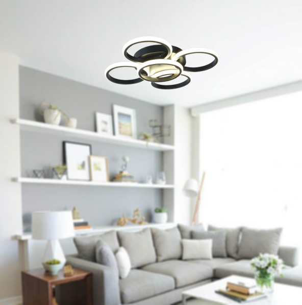 TT Aydınlatma TT304-4+1-SY YUVARLAK  Mat Siyah Plofonyer 5 li Led - 3
