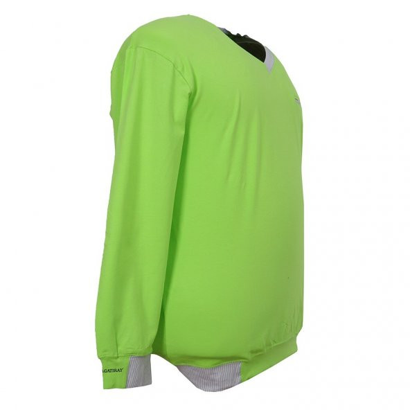 Erkek Büyük Beden Battal Boy V Yaka Likralı Mevsimlik Sweat Sax Mavi - 8