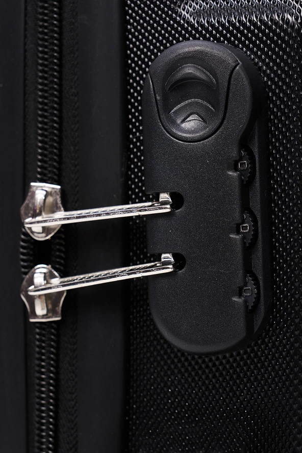 3'lü Valiz Seti Elatae Valiz Büyük - Kabin Boy ve Makyaj Siyah 1020 - Resim 8