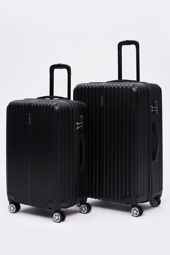 3'lü Valiz Seti Elatae Valiz Büyük - Orta Boy ve Makyaj Siyah 1020 - Resim 4