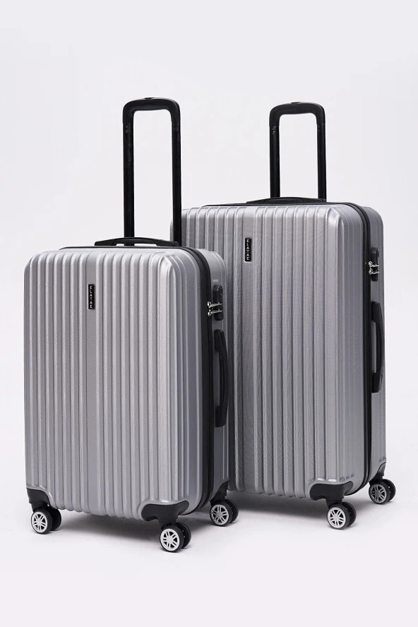 3'lü Valiz Seti Elatae Valiz Büyük - Orta Boy ve Makyaj Gri 1020 - 4