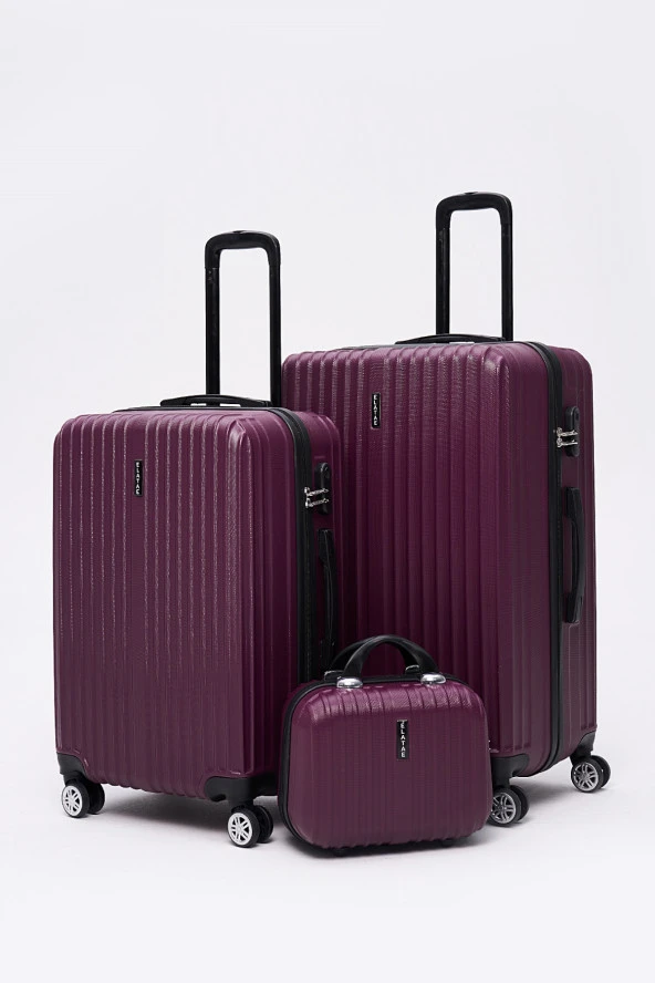 3'lü Valiz Seti Elatae Valiz Büyük - Orta Boy ve Makyaj Mor 1020 ürün görseli