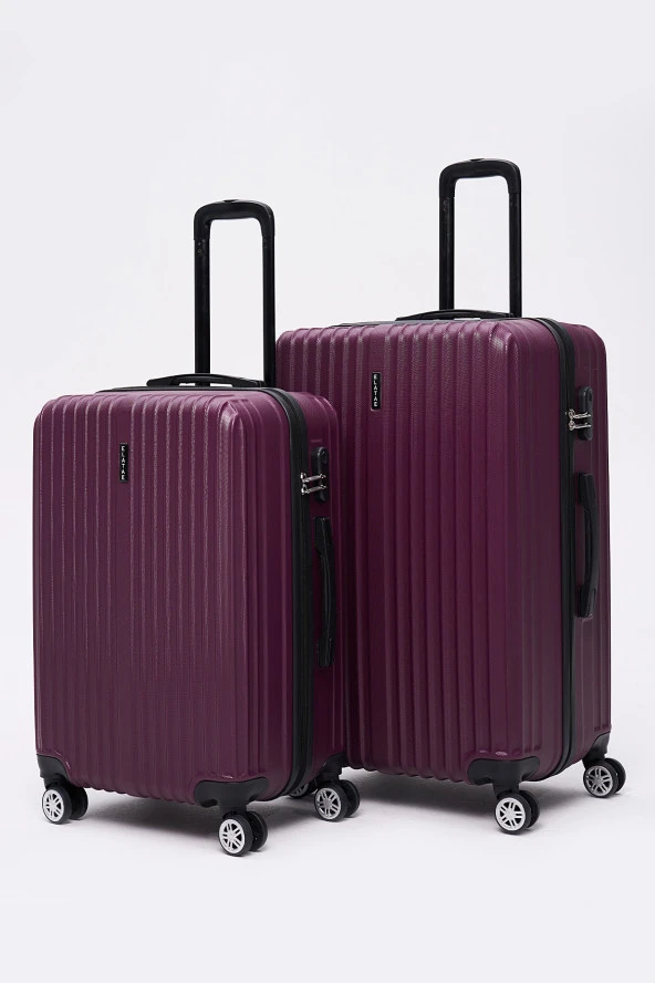3'lü Valiz Seti Elatae Valiz Büyük - Orta Boy ve Makyaj Mor 1020 - Resim 4