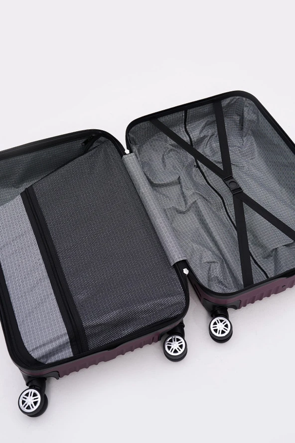 3'lü Valiz Seti Elatae Valiz Büyük - Orta Boy ve Makyaj Mor 1020 - Resim 7