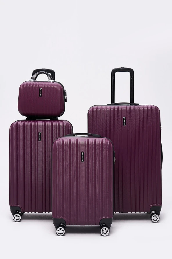 4'lü Valiz Seti Elatae Valiz Büyük - Orta - Kabin Boy ve Makyaj Mor 1020 ürün görseli