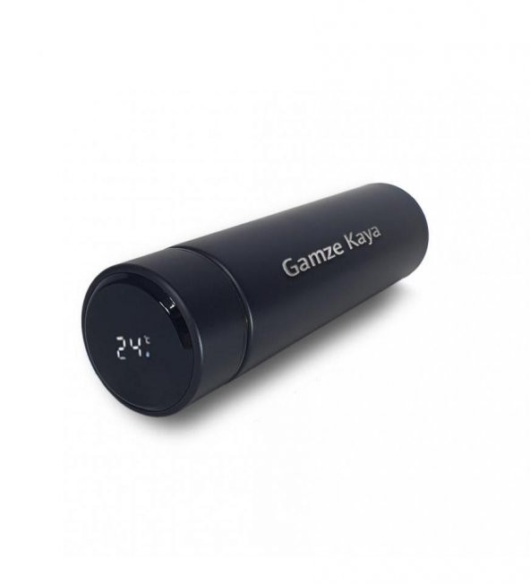 Kişiye Özel Dijital Sıcaklık Göstergeli Süzgeçli Siyah Termos 450 Ml HK2118 - 3