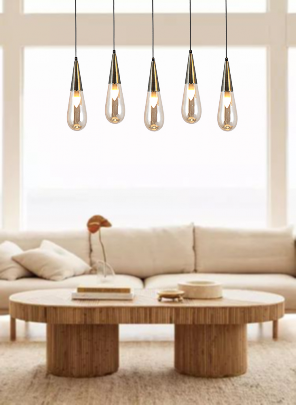 TT Aydınlatma TT023-5S-SY-ESK  Eskitme 5 li Damla Modeli Sıralı Av - 2