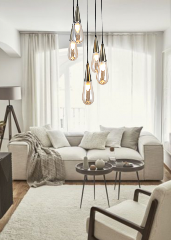 TT Aydınlatma Tt023-5Y-Sy-Esk  Eskitme 5 Li Damla Modeli Avize - 2