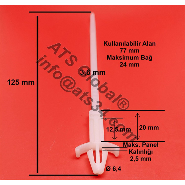 Dübelli Uzun Dübel Kablo Bağı 3.6X125 DKBU_320 200 Adet - 3