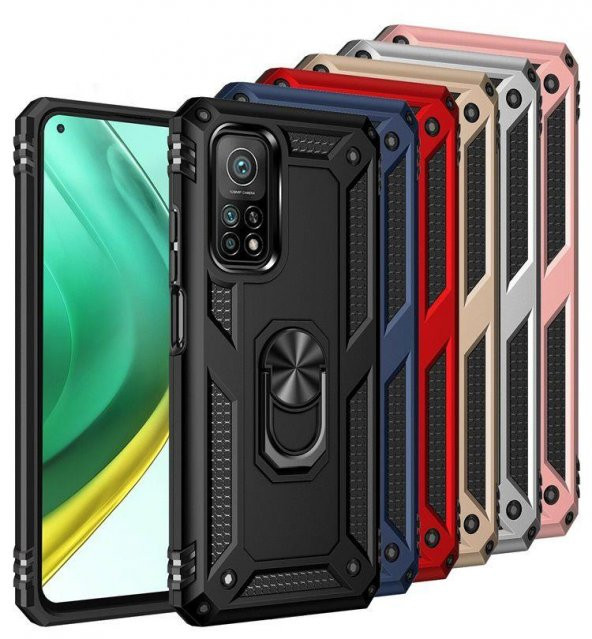 Xiaomi Mi 10T Kılıf Vega Yüzüklü Standlı Silikon