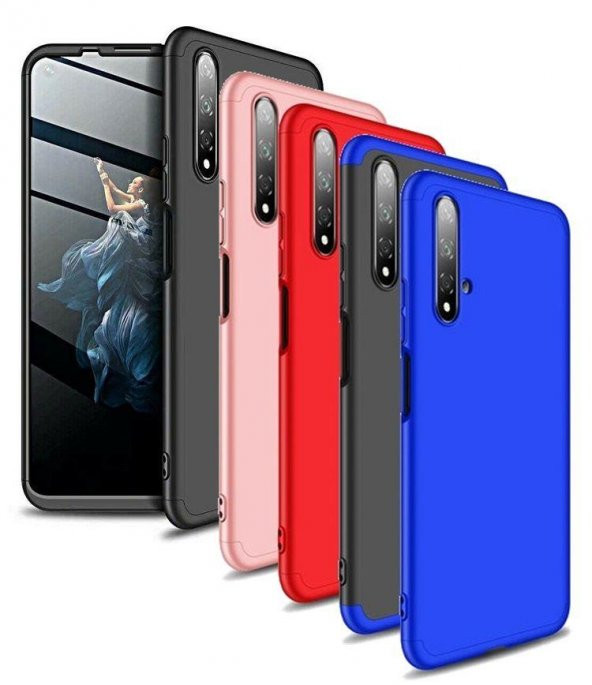 Huawei Nova 5T Kılıf Ays Sert Plastik 3 Parça Tam Korumalı 3 Parçalı