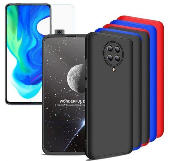 Xiaomi Poco F2 Pro Kılıf 3 Parça Ays Sert Kapak Kamera Korumalı + Nano Ekran
