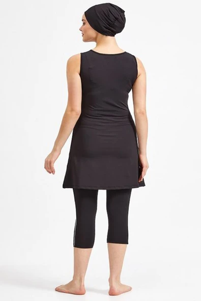 Maresiva Kadın Likralı Kolsuz Yarı Kapalı Tesettür Mayo 0581 - 3