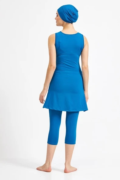 Maresiva Kadın Likralı Kolsuz Yarı Kapalı Tesettür Mayo 0581 - 7