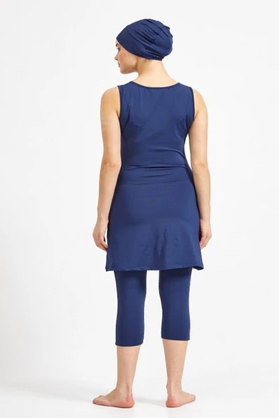 Maresiva Kadın Likralı Kolsuz Yarı Kapalı Tesettür Mayo 0581 - 10