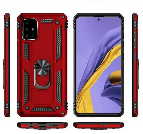 Samsung Galaxy A51 Kılıf Vega Yüzüklü Standlı Silikon + Nano Cam - Resim 2