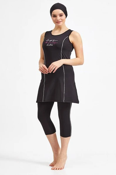 Maresiva Kadın Likralı Kolsuz Yarı Kapalı Tesettür Mayo 0581 - 2