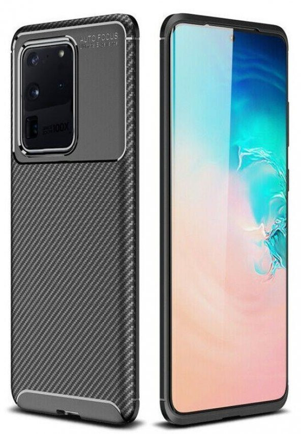Samsung Galaxy S20 Ultra Kılıf Silikon Negro Karbon Darbe Korumalı - 3