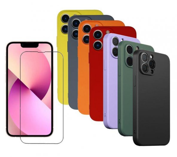 iPhone 13 Pro Kılıf Silikon Lansman Kamera Korumalı İçi Kadife + Nano Cam ürün görseli