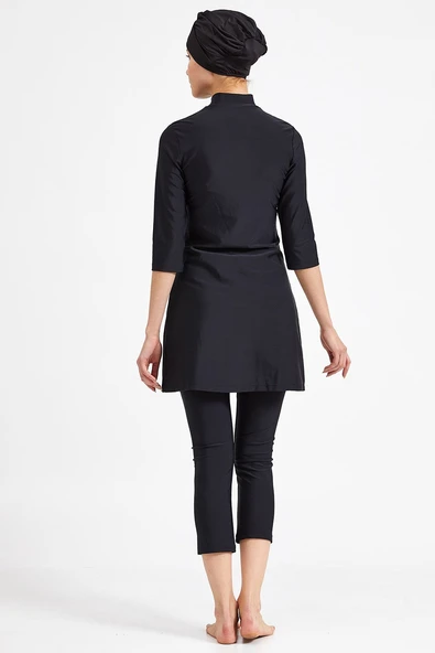 Adasea Kadın Likralı Yarı Kapalı Tesettür Mayo 3400 Siyah - 3