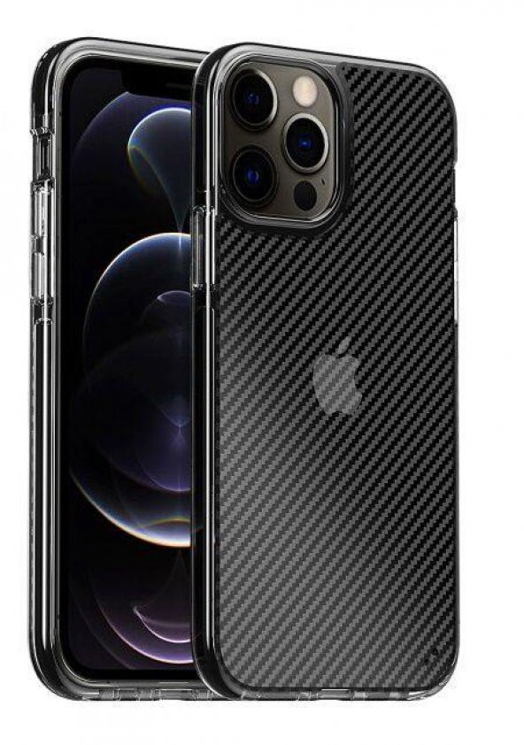 iPhone 12 Pro Max Kılıf Karbon Fiber Mat Dizayn+Nano Cam - Resim 4