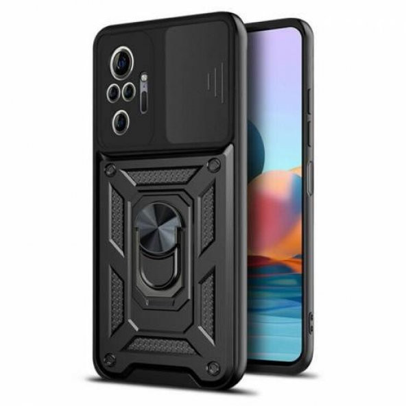 Xiaomi Redmi Note 10 Pro Kılıf Silikon Yüzüklü Standlı Kamera Korumalı - 4