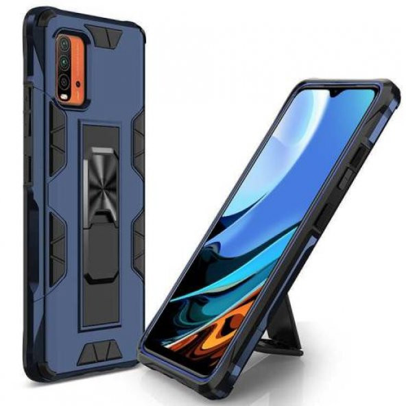 Xiaomi Poco M3 Kılıf Zırhlı Tank Standlı Silikon - 3
