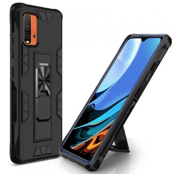 Xiaomi Poco M3 Kılıf Zırhlı Tank Standlı Silikon - 4