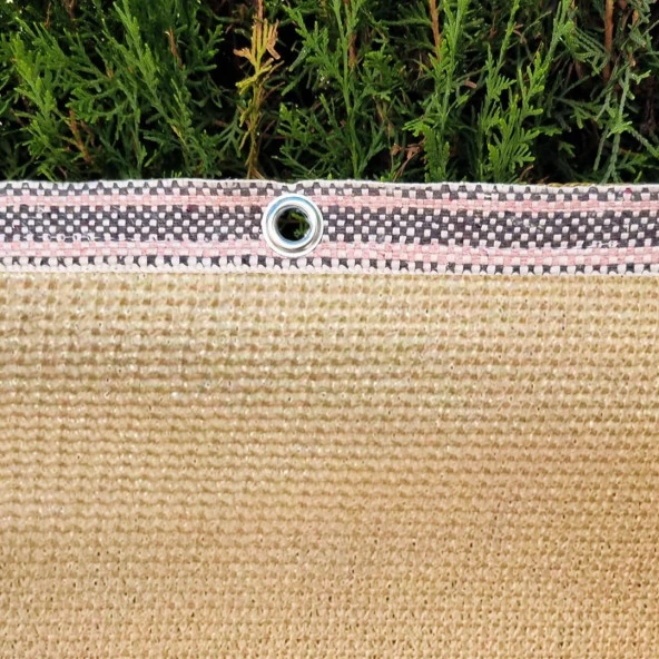 GÖLGELİK FİLE 1X14 METRE ÇİT FİLESİ %95 GÖLGE KORUMA KREM 95'LİK BAHÇE ÇİTİ HALKALI KUŞAKLI JÜT GÖLGELİK ürün görseli 1